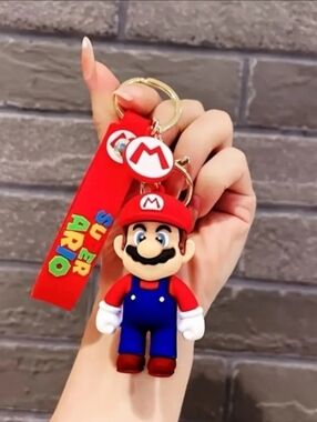 Red Super Mario Silicone Keychain with Strap